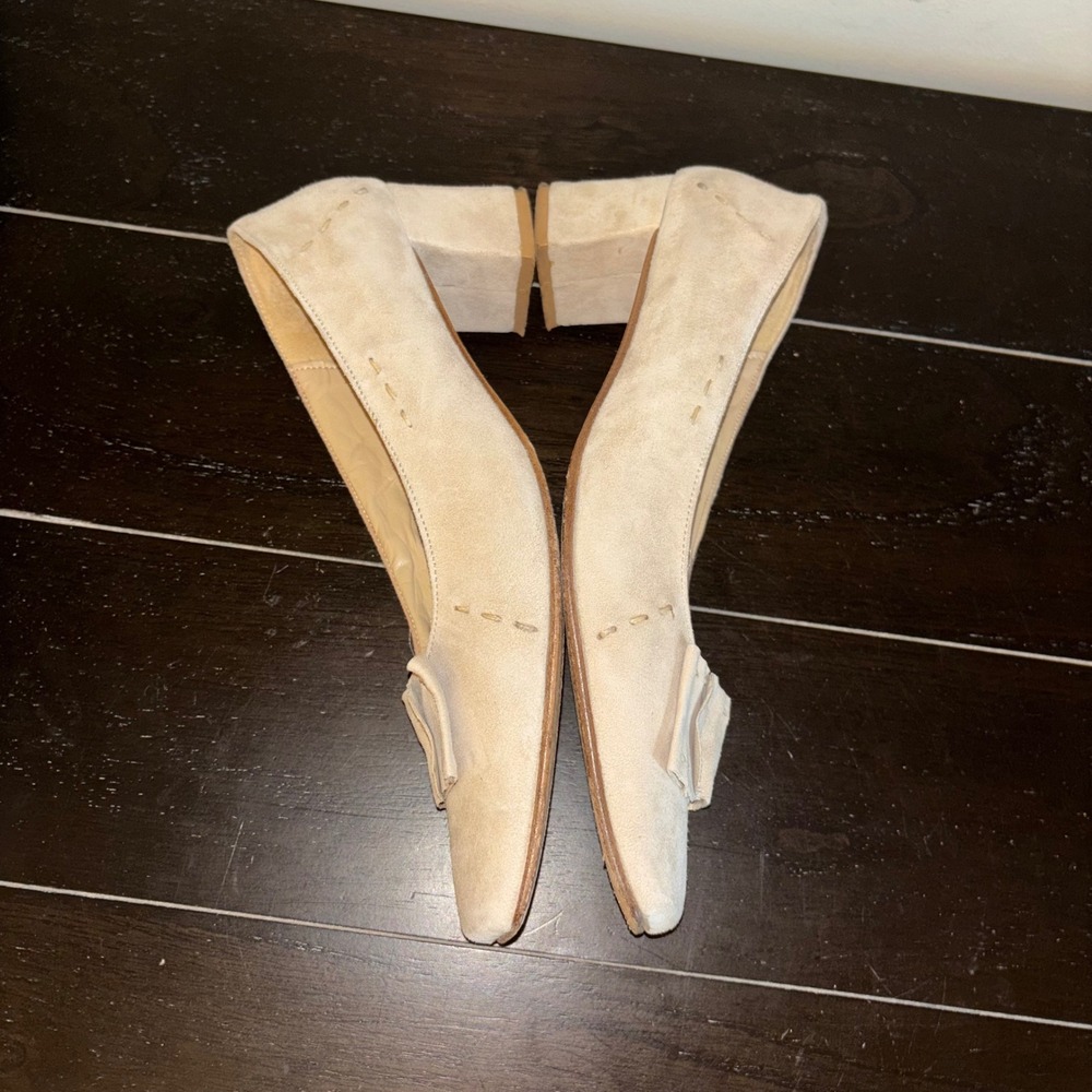 Camper Twins | Italy | Beige Suede Leather | Block Heel | Square Toe | Pump - Picture 6 of 11